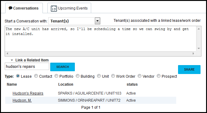 Using Conversations in Propertyware