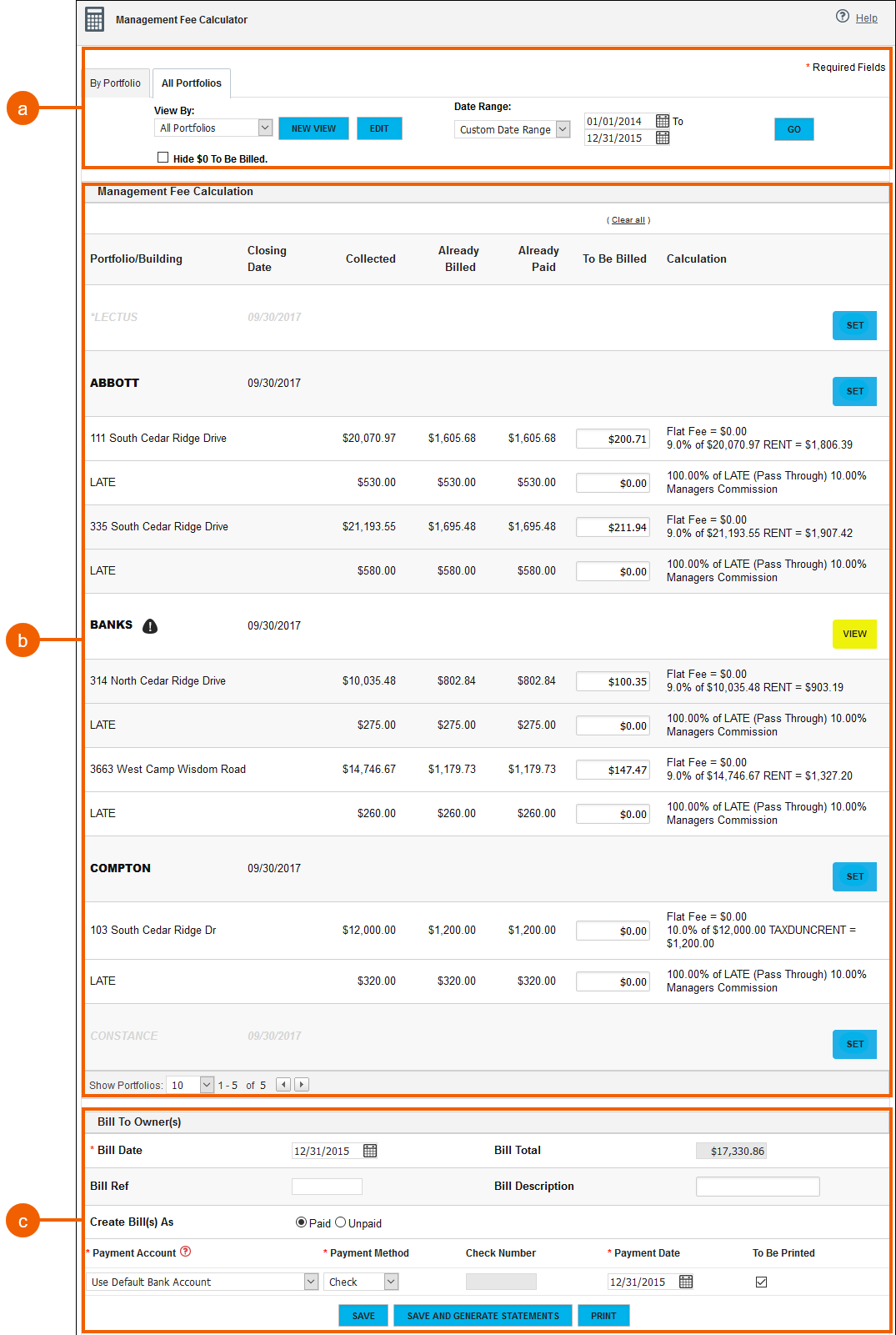 Management Fee Calculator
