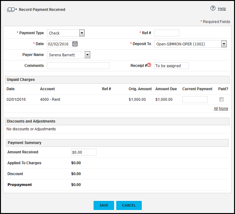 Recording Tenant Payments from the Tenant Ledger